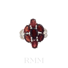 Load image into Gallery viewer, Garnet with Diamonique Ring in Sterling Silver
