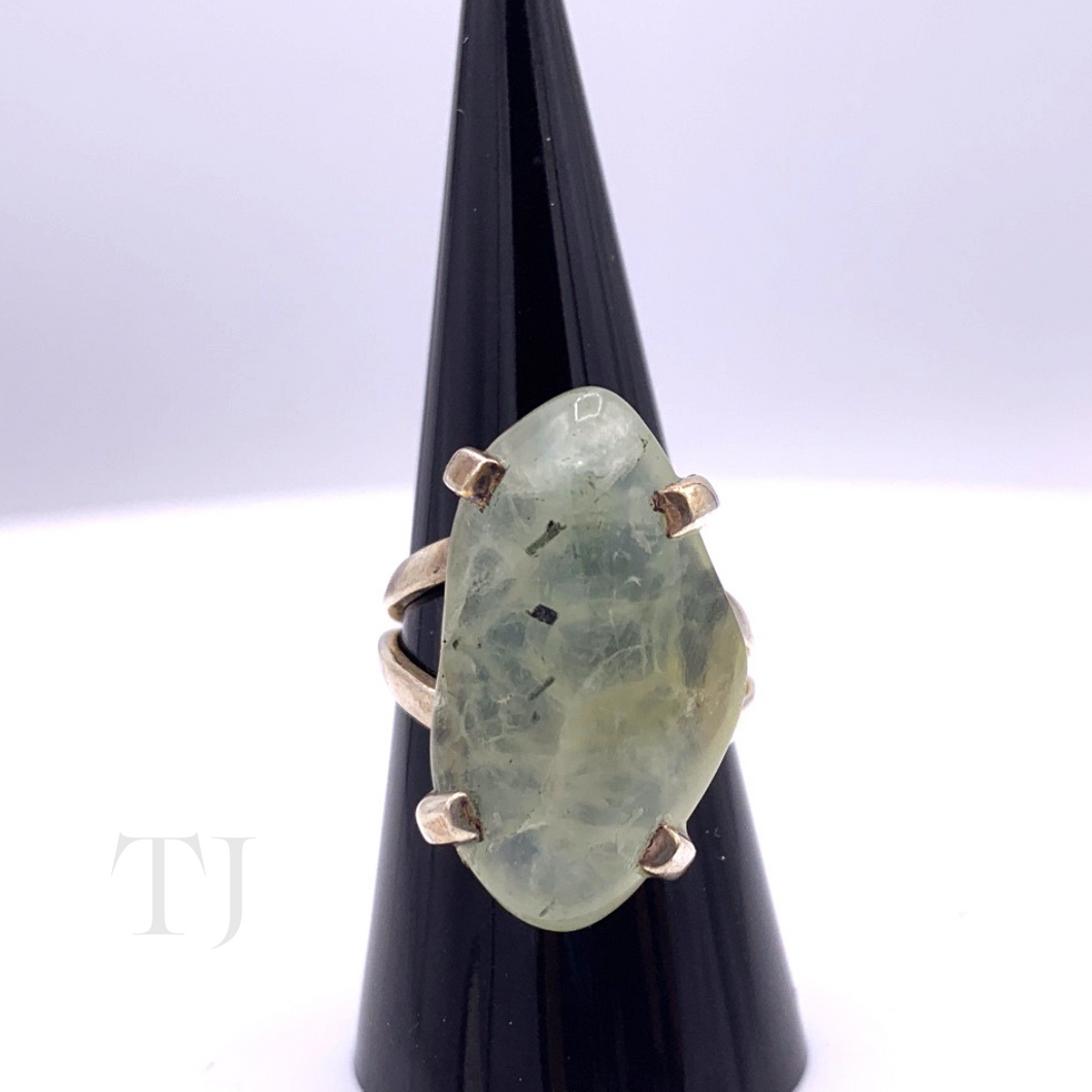 Prehnite Stone Ring in Sterling Silver