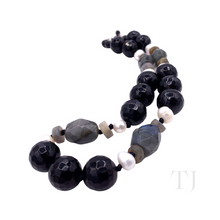 Load image into Gallery viewer, Black Onyx with Labradorite &amp; Pearl Necklace
