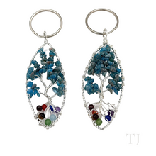 Load image into Gallery viewer, Blue Apatite in Tree of Life styled keychains
