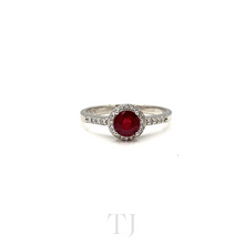 将图片加载到图库查看器，Ruby Round faceted ring in sterling silver
