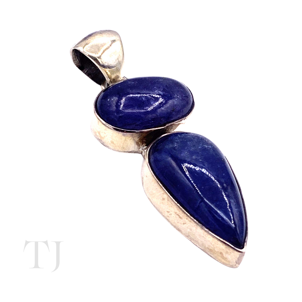 Tanzanite Oval & Tear Drop Pendant in Sterling Silver