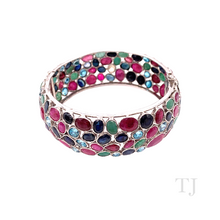 Cargar imagen en el visor de la galería, Multi Gemstones Bangle Bracelet in Sterling Silver
