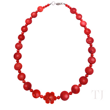 Load image into Gallery viewer, Red Coral Flat Round Shape Necklace in Sterling Silver
