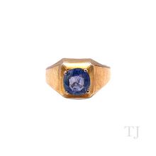 将图片加载到图库查看器，Burmese Sapphire Princess Cut in Copper Ring
