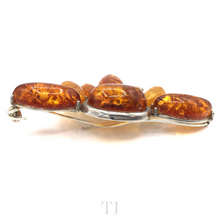 Load image into Gallery viewer, Amber brooch in sterling silver
