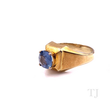 将图片加载到图库查看器，Burmese Sapphire Princess Cut in Copper Ring
