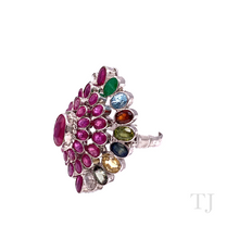 Load image into Gallery viewer, Multi Gemstones 4 Layered Ring in Sterling Silver
