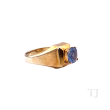 将图片加载到图库查看器，Burmese Sapphire Princess Cut in Copper Ring
