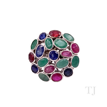 Cargar imagen en el visor de la galería, Multi Gemstones Circle Shape Ring in Sterling Silver
