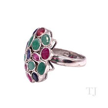 Cargar imagen en el visor de la galería, Multi Gemstones Circle Shape Ring in Sterling Silver
