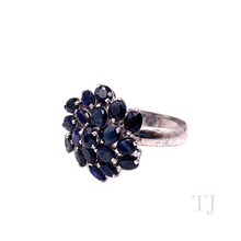 Cargar imagen en el visor de la galería, Sapphire Spiral Flower Ring in Sterling Silver
