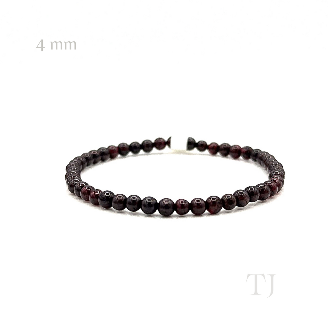 Garnet 4 mm bead size (natural color) bracelet with elastic string