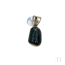 Load image into Gallery viewer, Blue Tourmaline Cabochon in sterling silver setting pendant
