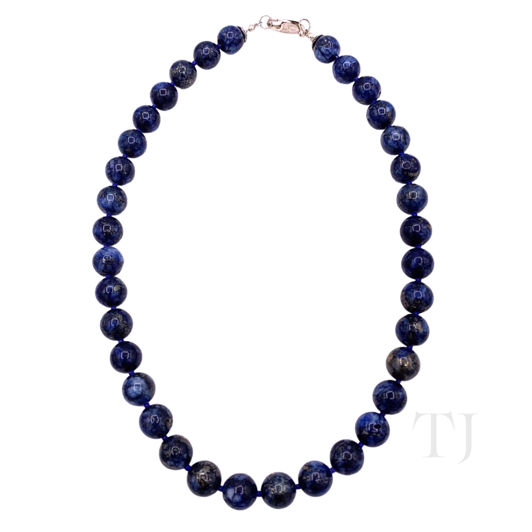 Lapis Lazuli Bead Necklace in Sterling Silver