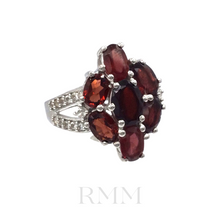 Load image into Gallery viewer, Garnet with Diamonique Ring in Sterling Silver
