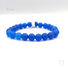 将图片加载到图库查看器，Blue Calcedony 8 mm bead bracelet with elastic string
