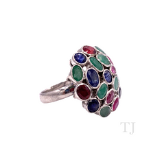 Cargar imagen en el visor de la galería, Multi Gemstones Circle Shape Ring in Sterling Silver
