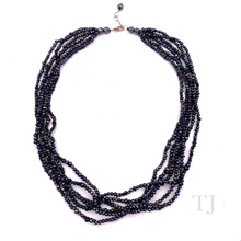 Load image into Gallery viewer, Black Pearl Small chip layered necklace with sterling silver lobster clasp
