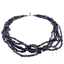 Load image into Gallery viewer, Black Pearl Small chip layered necklace with sterling silver lobster clasp
