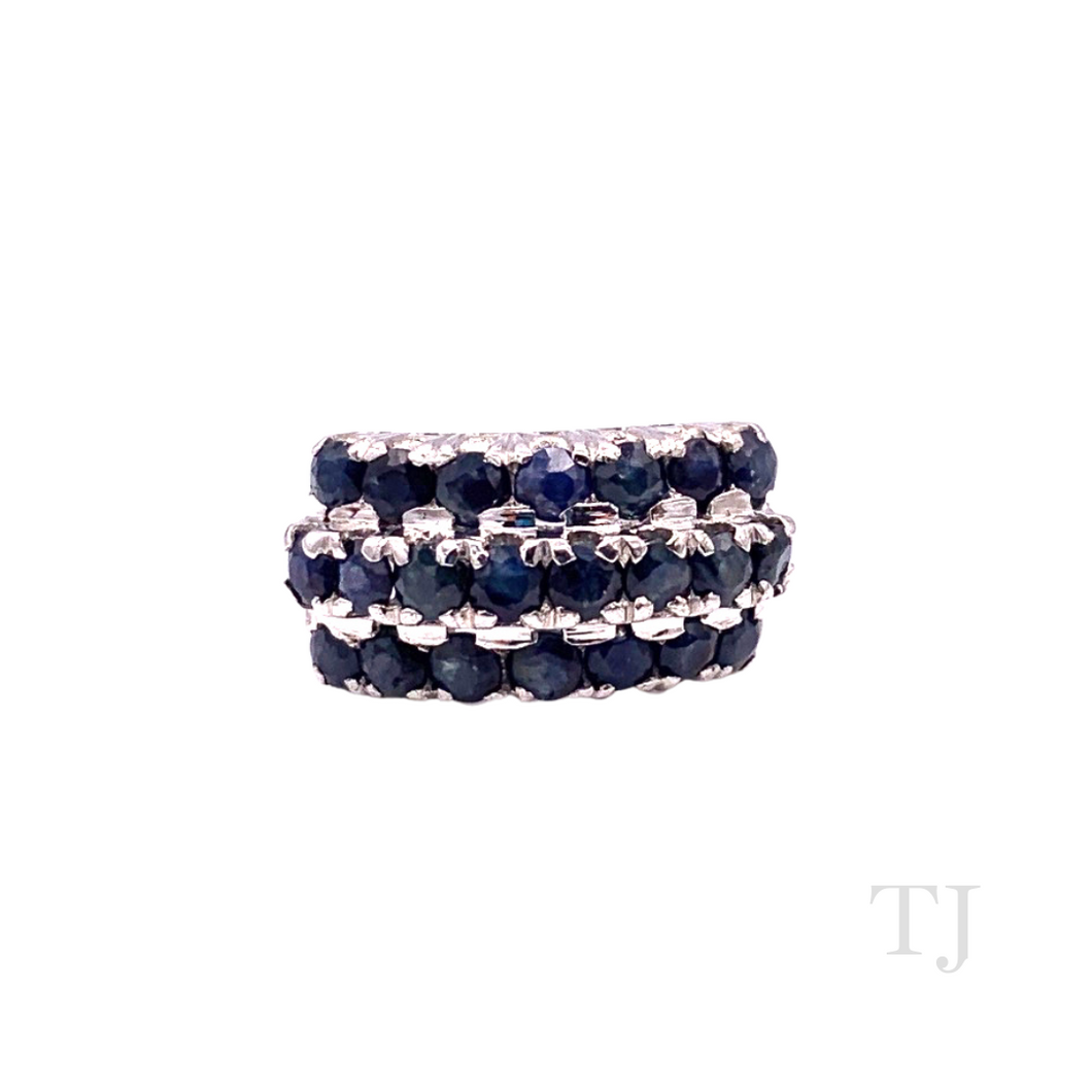 Sapphire Triple Line Ring in Sterling Silver