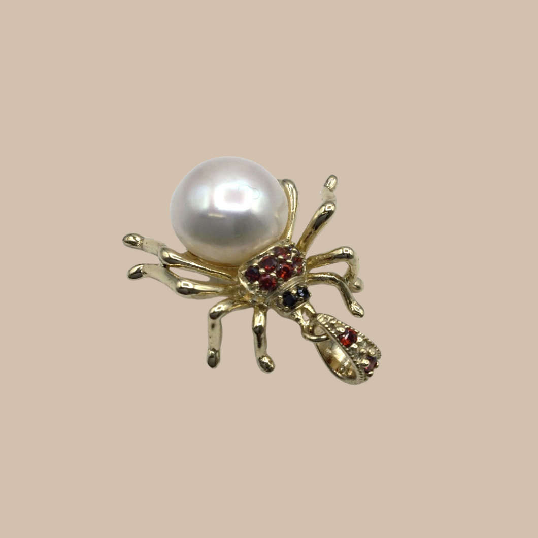 Pearl Spider Pendant with gold coated