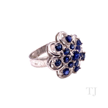 Load image into Gallery viewer, Sapphire Floral Ring in Sterling Silver
