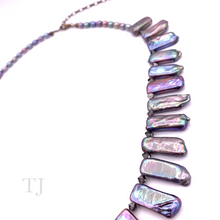 Load image into Gallery viewer, Multi Colored Pearl Stick Necklace in Sterling Silver
