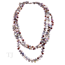 Загрузить изображение в средство просмотра галереи, Multi Colored Round Chip Pearl 3 Layered Necklace in 925
