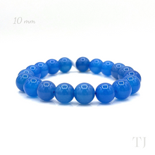 将图片加载到图库查看器，Blue Calcedony 10 mm Bead bracelet with elastic string
