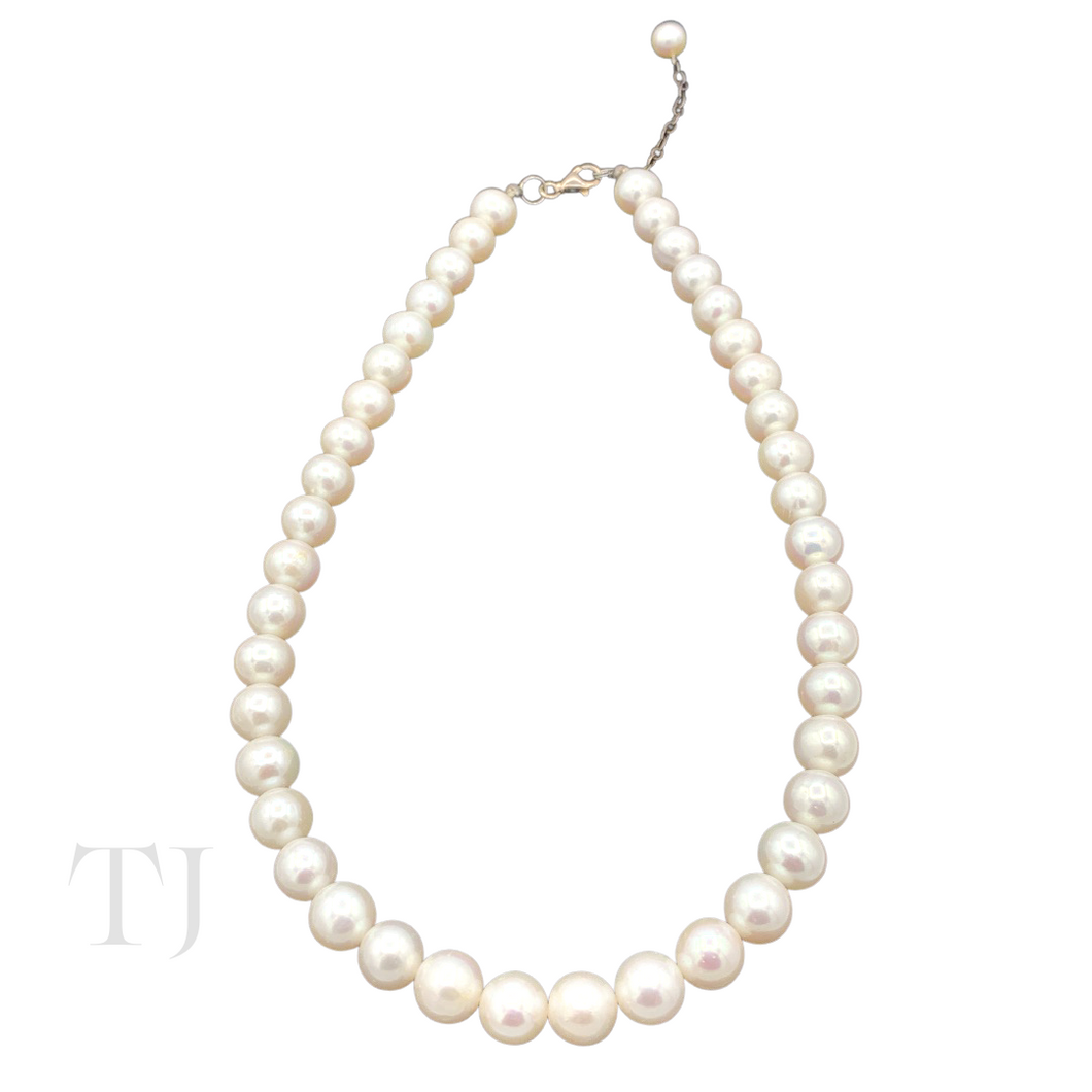 Freshwater Round Pearl Necklace in Sterling Silver