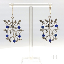 Load image into Gallery viewer, Lapis Lazuli Small beads in a sterling silver earrings.
