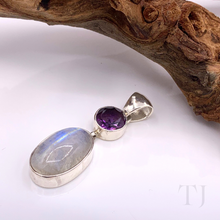 Загрузить изображение в средство просмотра галереи, Moonstone &amp; Amethyst Pendant in Sterling Silver
