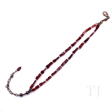 Load image into Gallery viewer, 2 layered bracelet designed with tube shaped garnet and pearls in between.
