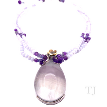 将图片加载到图库查看器，Blue Lace agate &amp; Amethyst necklace with fluorite pendant
