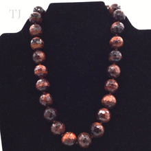 Cargar imagen en el visor de la galería, Red Tiger&#39;s Eye Bead Necklace in Sterling Silver
