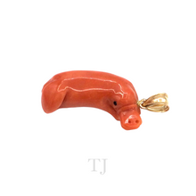 Cargar imagen en el visor de la galería, Italian Salmon Coral Platypus Shape Pendant in 14k Gold
