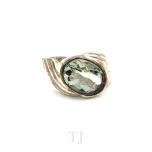 Load image into Gallery viewer, Green Amethyst Twisted Style Ring in Sterling Silver
