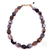 Load image into Gallery viewer, Botswana Agate Faceted Tube Necklace in Sterling Silver
