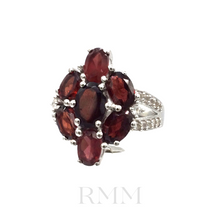 Load image into Gallery viewer, Garnet with Diamonique Ring in Sterling Silver
