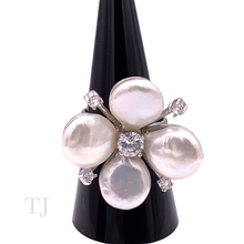 Load image into Gallery viewer, Freshwater Pearl Big Flower Ring in Sterling Silver
