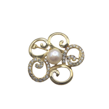 Load image into Gallery viewer, pearl brooch in sterling silver gold coated
