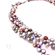 Cargar imagen en el visor de la galería, Multi Colored Round Chip Pearl 3 Layered Necklace in 925
