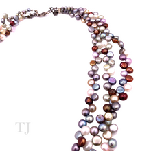 Загрузить изображение в средство просмотра галереи, Multi Colored Round Chip Pearl 3 Layered Necklace in 925
