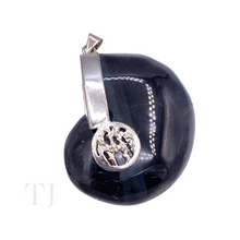 Cargar imagen en el visor de la galería, Blue Tiger&#39;s Eye Stone Pendant in sterling silver settings
