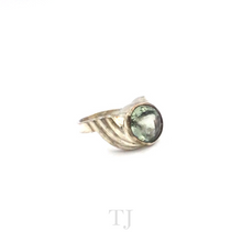 Load image into Gallery viewer, Green Amethyst Twisted Style Ring in Sterling Silver
