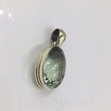 Load image into Gallery viewer, Green Amethyst Pendant in Sterling Silver
