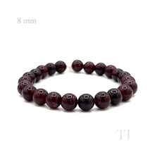 Load image into Gallery viewer, Garnet 8 mm bead sized bracelet (color enhanced)
