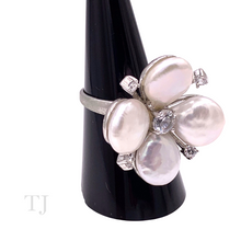 Load image into Gallery viewer, Freshwater Pearl Big Flower Ring in Sterling Silver
