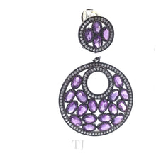 Load image into Gallery viewer, Right side Amethyst Circle Earrings in 925
